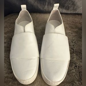 Vince Wallace White Leather Slip On Sneakers